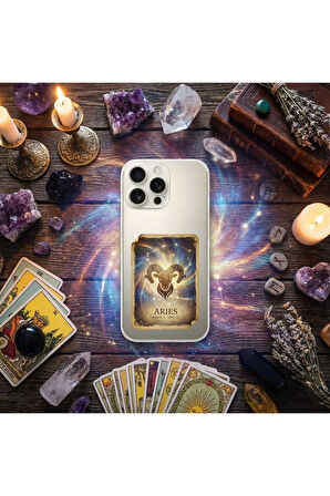 General Mobile GM 24 Pro ile Uyumlu Burç Kartları Koç Tasarımlı Şeffaf Silikon Kılıf