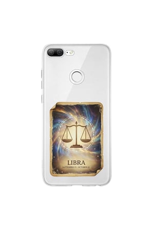 Honor 9 Lite ile Uyumlu Burç Kartları Terazi Tasarımlı Şeffaf Silikon Kılıf