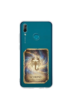 Huawei P Smart 2019 ile Uyumlu Burç Kartları Akrep Tasarımlı Şeffaf Silikon Kılıf