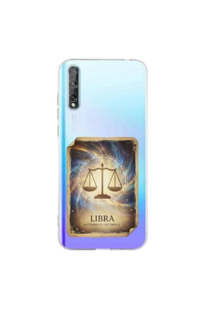 Huawei P Smart S ile Uyumlu Burç Kartları Terazi Tasarımlı Şeffaf Silikon Kılıf