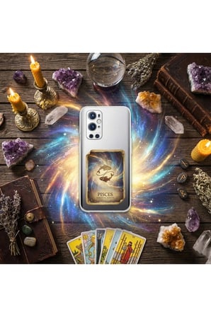 Huawei Y8P ile Uyumlu Burç Kartları Balık Tasarımlı Şeffaf Silikon Kılıf