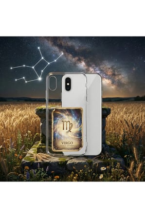 Infinix Hot 20 ile Uyumlu Burç Kartları Başak Tasarımlı Şeffaf Silikon Kılıf