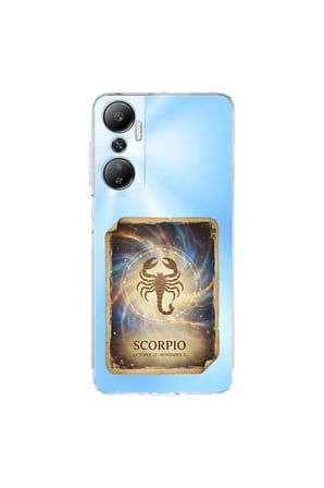 Infinix Hot 20 ile Uyumlu Burç Kartları Akrep Tasarımlı Şeffaf Silikon Kılıf