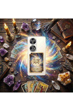 Infinix Hot 20i ile Uyumlu Burç Kartları Kova Tasarımlı Şeffaf Silikon Kılıf