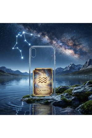 Infinix Hot 40 Pro ile Uyumlu Burç Kartları Kova Tasarımlı Şeffaf Silikon Kılıf