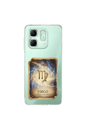 Infinix Hot 50i ile Uyumlu Burç Kartları Başak Tasarımlı Şeffaf Silikon Kılıf