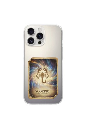 iPhone 16 Pro Max ile Uyumlu Burç Kartları Akrep Tasarımlı Şeffaf Silikon Kılıf