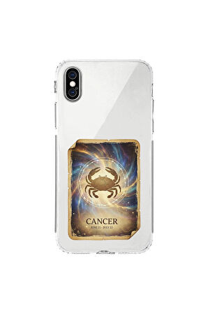 iPhone X ile Uyumlu Burç Kartları Yangeç Tasarımlı Şeffaf Silikon Kılıf