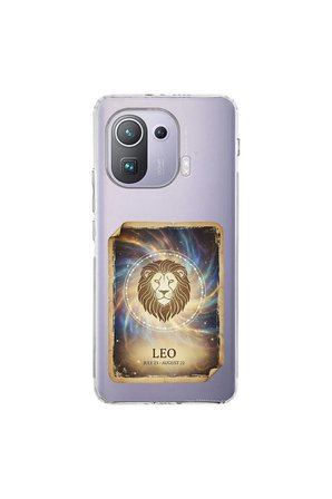Xiaomi Mi 11 Pro ile Uyumlu Burç Kartları Aslan Tasarımlı Şeffaf Silikon Kılıf