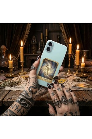 Xiaomi Mi 11 Ultra ile Uyumlu Burç Kartları Akrep Tasarımlı Şeffaf Silikon Kılıf