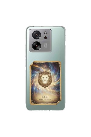Xiaomi Mi 13T Pro ile Uyumlu Burç Kartları Aslan Tasarımlı Şeffaf Silikon Kılıf