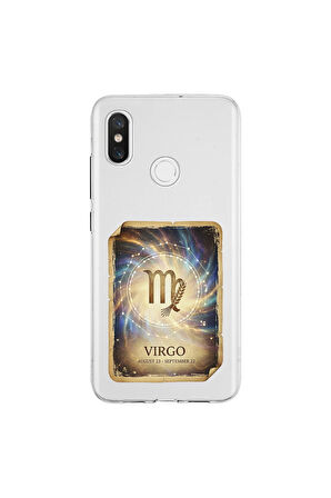 Xiaomi Mi 8 ile Uyumlu Burç Kartları Başak Tasarımlı Şeffaf Silikon Kılıf