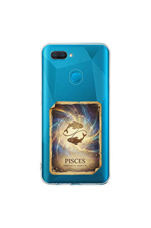 Oppo A5S ile Uyumlu Burç Kartları Balık Tasarımlı Şeffaf Silikon Kılıf