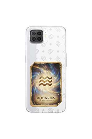 Oppo A73 ile Uyumlu Burç Kartları Kova Tasarımlı Şeffaf Silikon Kılıf