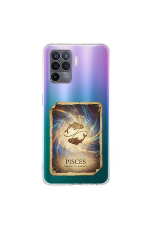 Oppo Reno 5 Lite ile Uyumlu Burç Kartları Balık Tasarımlı Şeffaf Silikon Kılıf