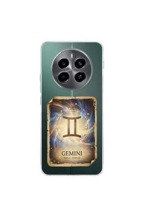 Realme 12 4G ile Uyumlu Burç Kartları İkizler Tasarımlı Şeffaf Silikon Kılıf