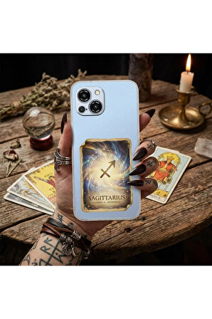 Realme C55 ile Uyumlu Burç Kartları Yay Tasarımlı Şeffaf Silikon Kılıf