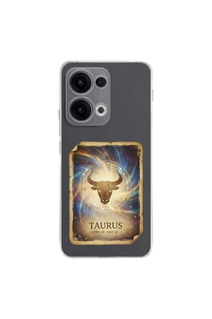 Oppo Reno 13 ile Uyumlu Burç Kartları Boğa Tasarımlı Şeffaf Silikon Kılıf