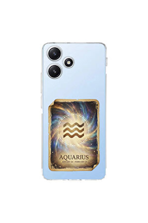 Redmi 12 ile Uyumlu Burç Kartları Kova Tasarımlı Şeffaf Silikon Kılıf