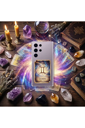 Redmi 14C ile Uyumlu Burç Kartları İkizler Tasarımlı Şeffaf Silikon Kılıf