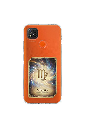 Redmi 9c ile Uyumlu Burç Kartları Başak Tasarımlı Şeffaf Silikon Kılıf