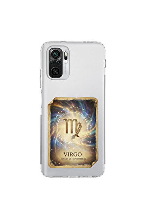 Redmi Note 10 ile Uyumlu Burç Kartları Başak Tasarımlı Şeffaf Silikon Kılıf