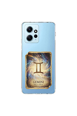 Redmi Note 12 4G ile Uyumlu Burç Kartları İkizler Tasarımlı Şeffaf Silikon Kılıf