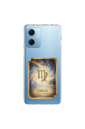 Redmi Note 12 5G ile Uyumlu Burç Kartları Başak Tasarımlı Şeffaf Silikon Kılıf