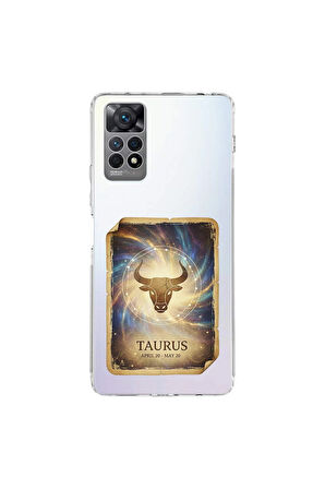 Redmi Note 12 Pro 4G ile Uyumlu Burç Kartları Boğa Tasarımlı Şeffaf Silikon Kılıf