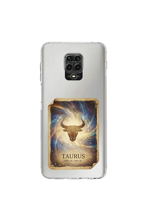 Redmi Note 9s ile Uyumlu Burç Kartları Boğa Tasarımlı Şeffaf Silikon Kılıf