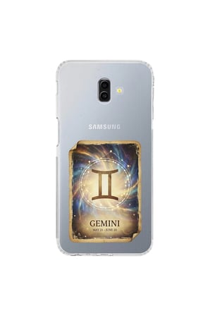 Samsung Galaxy J6+ Plus ile Uyumlu Burç Kartları İkizler Tasarımlı Şeffaf Silikon Kılıf