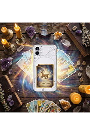 Samsung Galaxy A02s ile Uyumlu Burç Kartları Oğlak Tasarımlı Şeffaf Silikon Kılıf