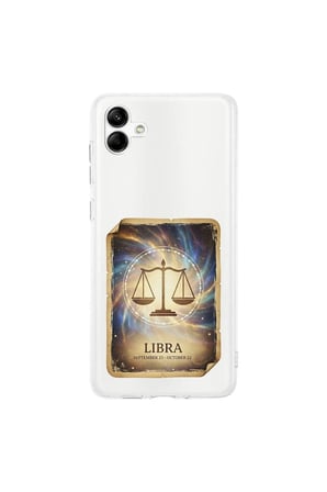 Samsung Galaxy A04 ile Uyumlu Burç Kartları Terazi Tasarımlı Şeffaf Silikon Kılıf