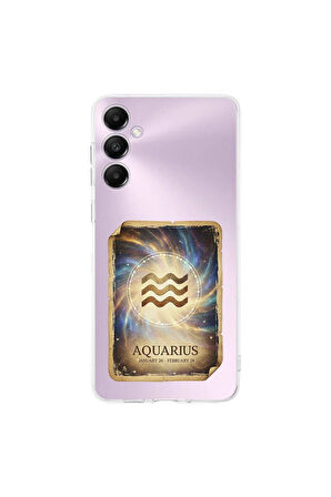 Samsung Galaxy A05S ile Uyumlu Burç Kartları Kova Tasarımlı Şeffaf Silikon Kılıf