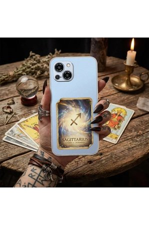 Samsung Galaxy A11 ile Uyumlu Burç Kartları Yay Tasarımlı Şeffaf Silikon Kılıf