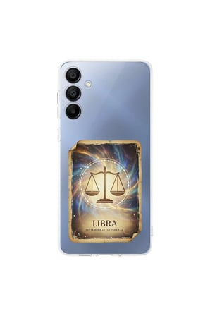Samsung Galaxy A16 ile Uyumlu Burç Kartları Terazi Tasarımlı Şeffaf Silikon Kılıf