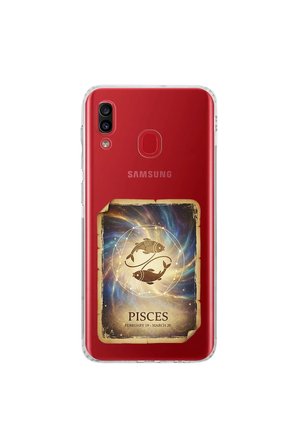 Samsung Galaxy A20 ile Uyumlu Burç Kartları Balık Tasarımlı Şeffaf Silikon Kılıf