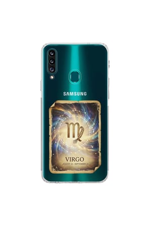Samsung Galaxy A20S ile Uyumlu Burç Kartları Başak Tasarımlı Şeffaf Silikon Kılıf