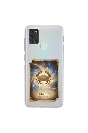 Samsung Galaxy A21S ile Uyumlu Burç Kartları Yangeç Tasarımlı Şeffaf Silikon Kılıf