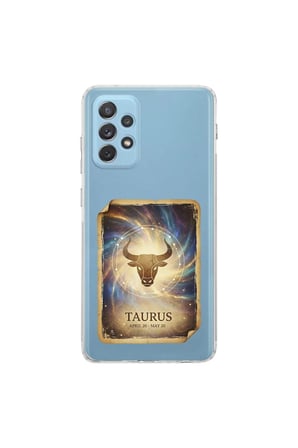 Samsung Galaxy A23 ile Uyumlu Burç Kartları Boğa Tasarımlı Şeffaf Silikon Kılıf