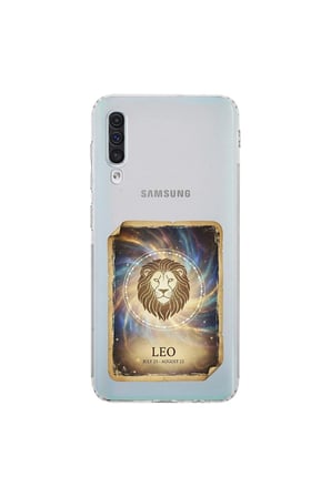Samsung Galaxy A30S ile Uyumlu Burç Kartları Aslan Tasarımlı Şeffaf Silikon Kılıf