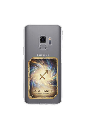 Samsung Galaxy S9 ile Uyumlu Burç Kartları Yay Tasarımlı Şeffaf Silikon Kılıf