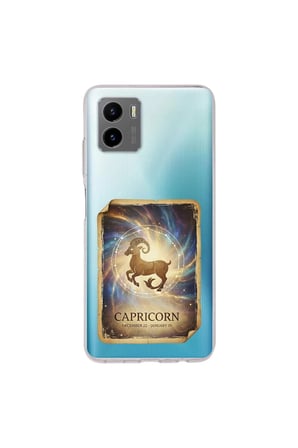 Vivo Y15S ile Uyumlu Burç Kartları Oğlak Tasarımlı Şeffaf Silikon Kılıf