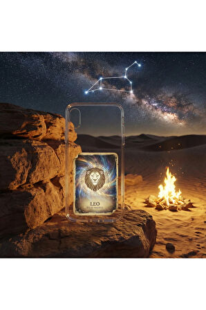 Vivo Y22s ile Uyumlu Burç Kartları Aslan Tasarımlı Şeffaf Silikon Kılıf