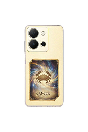 Vivo Y36 ile Uyumlu Burç Kartları Yangeç Tasarımlı Şeffaf Silikon Kılıf
