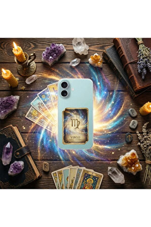 Vivo V29 5G ile Uyumlu Burç Kartları Başak Tasarımlı Şeffaf Silikon Kılıf