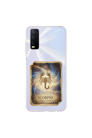Vivo Y20 ile Uyumlu Burç Kartları Akrep Tasarımlı Şeffaf Silikon Kılıf