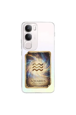 Vivo Y29 5G ile Uyumlu Burç Kartları Kova Tasarımlı Şeffaf Silikon Kılıf