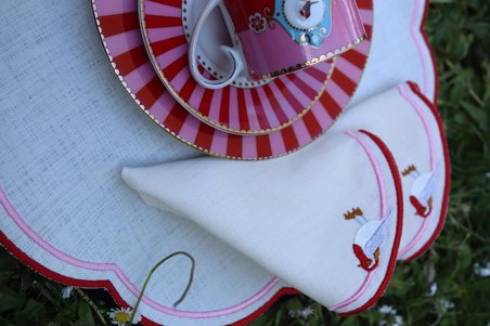 pip studio kuş desenli nakışlı amerikan servis peçetesi 6 adet