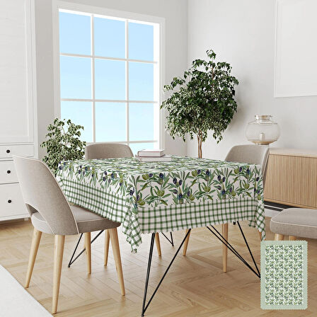 Ekose Zeytin Desenli Kolay Temizlenebilir Leke Tutmaz Dertsiz Masa Örtüsü